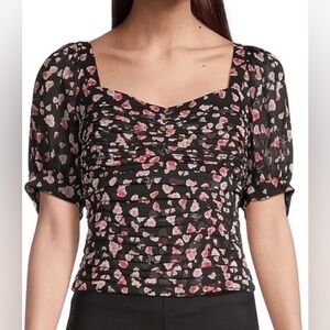 Floral Black and Red Women's Top
